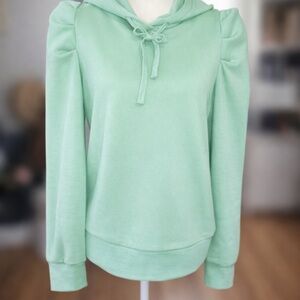 Women's Seafoam Mint Blue Green Hoodie with Puff Sleeves